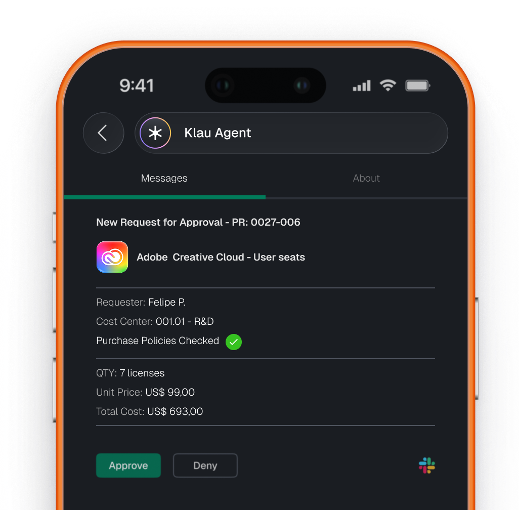 Klauvi approval workflow on mobile
